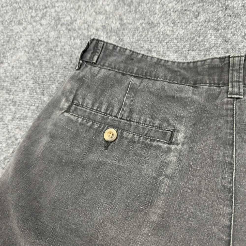 Vintage Baxter Shorts Mens 34 Grey Linen Cotton Pleated Casual Retro